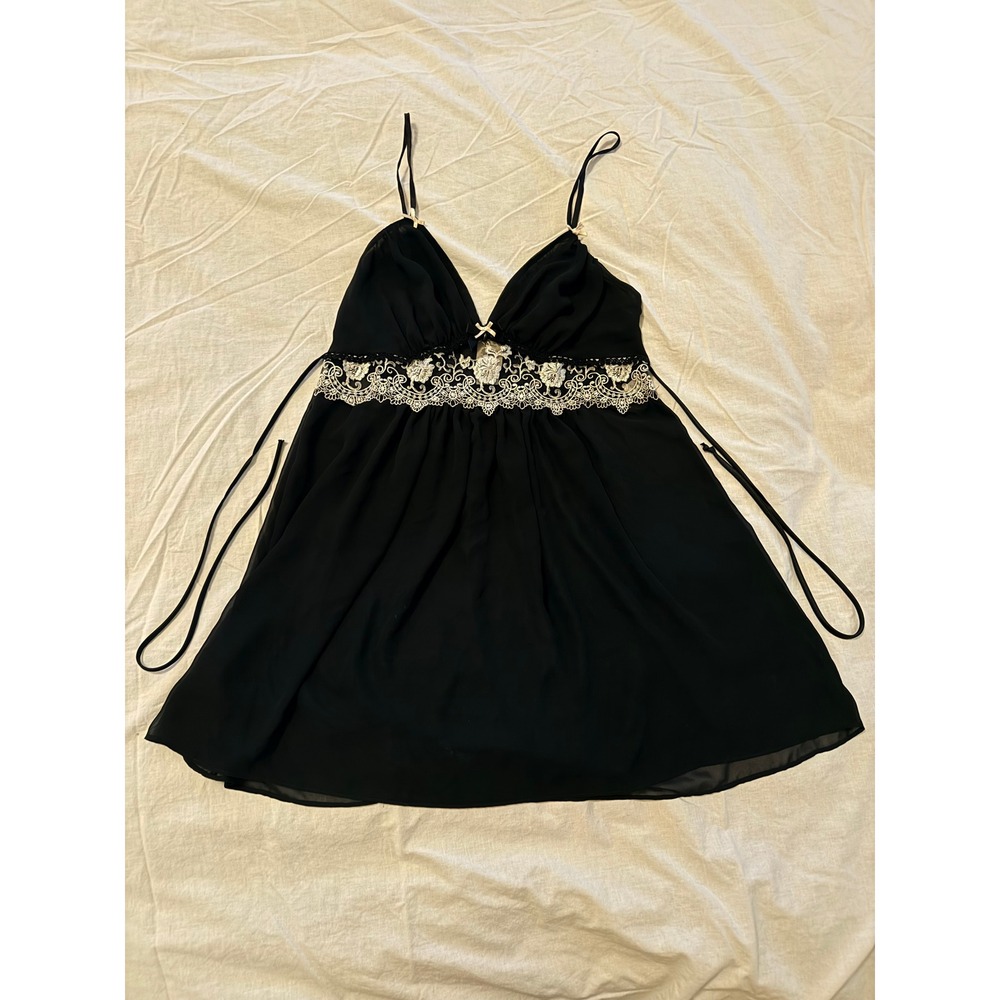 In Bloom Lace Trim Polyester Babydoll Chemise, Size M